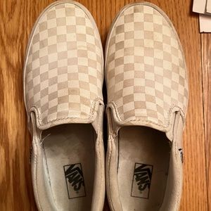 White and grey checkered vans size 4.5 youth